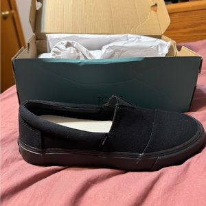 Toms Black Flats Slip Ons
